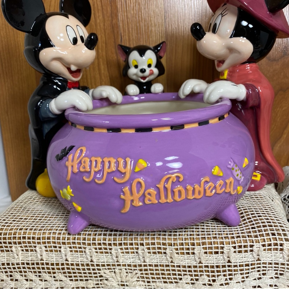 Disney Mickey & Minnie Mouse Halloween Candy Bowl – Ceramic Collectible Decor - Picture 3 of 11